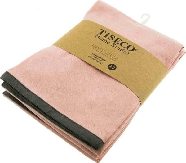 Sada 3 růžových bavlněných utěrek Tiseco Home Studio