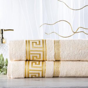 Sada 2 ks bambusových ručníků ROMA smetanová 50 x 100 cm