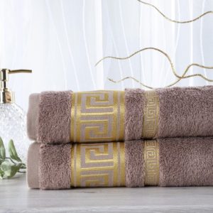 Sada 2 kusů bambusových ručníků ROMA světle hnědá 50 x 100 cm
