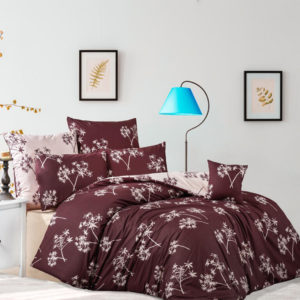 Bavlněné renforcé ložní povlečení IDIL burgundy francouzská postel