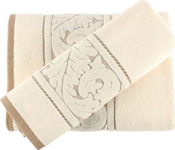 Set krémového bavlněného ručníku a osušky Foutastic Cream