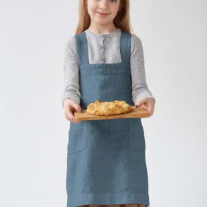 Dětská modrá lněná zástěra Linen Tales Pinafore