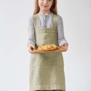 Dětská zelená lněná zástěra Linen Tales Pinafore