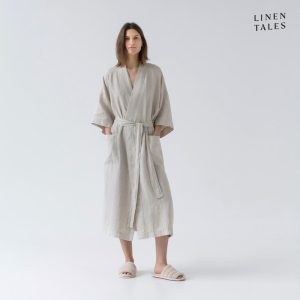 Béžový lněný župan velikost S/M Summer – Linen Tales