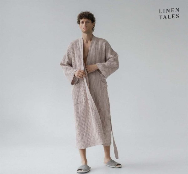 Béžový župan velikost XXL Honeycomb – Linen Tales