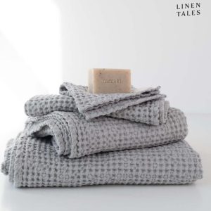Světle šedé ručníky a osušky v sadě 3 ks Honeycomb – Linen Tales