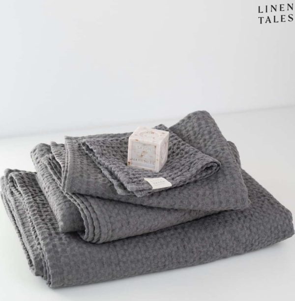 Tmavě šedý ručník 50x70 cm Honeycomb – Linen Tales