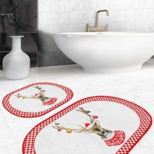 Červeno-bílé koupelnové předložky v sadě 2 ks 60x100 cm – Mila Home