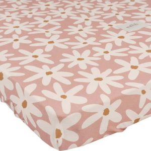 Napínací bavlněné dětské prostěradlo do postýlky 80x160 cm Blush Daisies – Malomi Kids