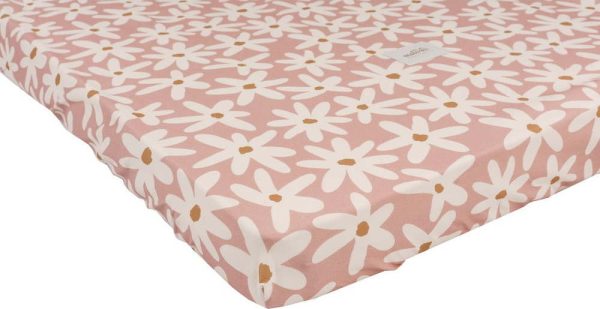 Napínací bavlněné dětské prostěradlo do postýlky 80x160 cm Blush Daisies – Malomi Kids