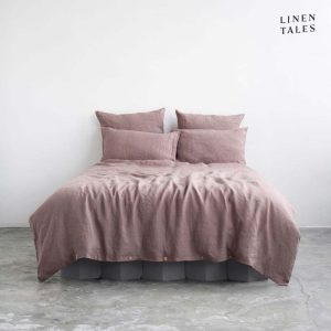 Růžové lněné povlečení na jednolůžko 135x200 cm – Linen Tales