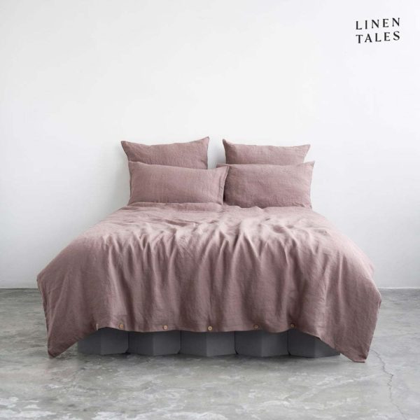 Růžové lněné prodloužené povlečení na dvoulůžko 200x220 cm – Linen Tales