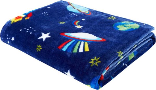Tmavě modrá dětská deka z mikroplyše 130x170 cm Lost in Space – Catherine Lansfield