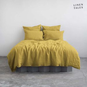 Žluté lněné povlečení na jednolůžko 135x200 cm – Linen Tales