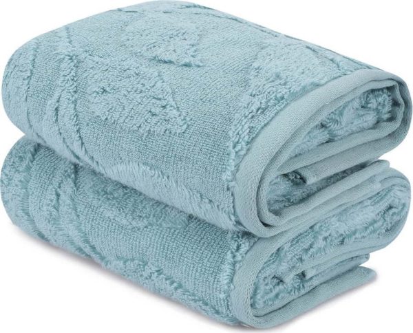 Tyrkysové bavlněné ručníky v sadě 2 ks 50x90 cm Estela – Foutastic