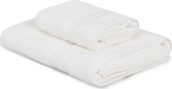 Krémové bavlněné ručníky a osušky v sadě 2 ks Dora – Foutastic