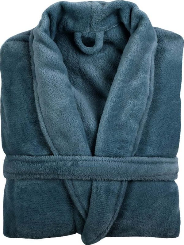 Modrý župan z mikroplyše velikost S/M Cosy – Tiseco Home Studio