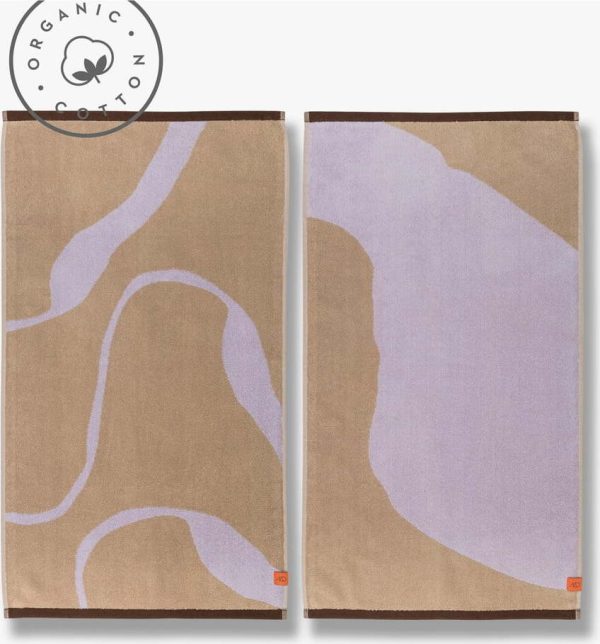 Ručníky v sadě 2 ks z Bio bavlny v levandulové a světle hnědé barvě 50x90 cm Nova Arte – Mette Ditmer Denmark