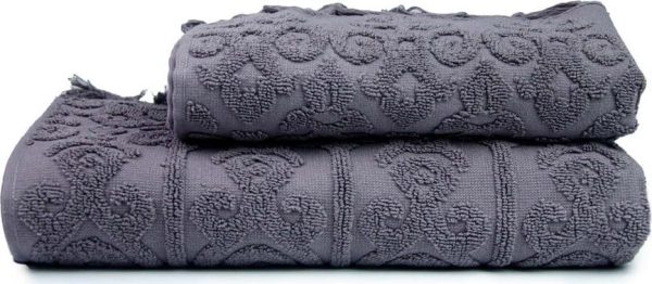 Tmavě šedé bavlněné ručníky a osušky v sadě 2 ks Kilim – Foutastic