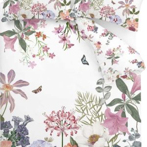 Růžovo-bílé bavlněné povlečení na jednolůžko 135x200 cm Exotic Garden – RHS