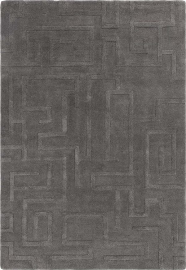 Antracitový vlněný koberec 200x290 cm Maze – Asiatic Carpets
