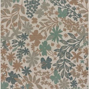 Béžovo-zelený venkovní koberec Universal Floral