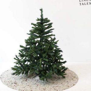 Béžový kulatý koberec pod vánoční stromek ø 125 cm – Linen Tales