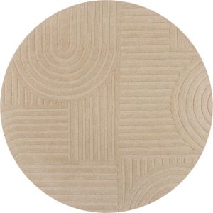 Béžový vlněný kulatý koberec ø 160 cm Zen Garden - Flair Rugs