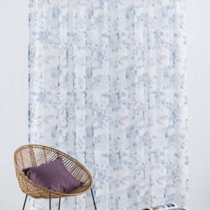 Bílo-modrá záclona 300x260 cm Elsa – Mendola Fabrics