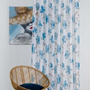 Bílo-modrá záclona 300x260 cm Mariola – Mendola Fabrics