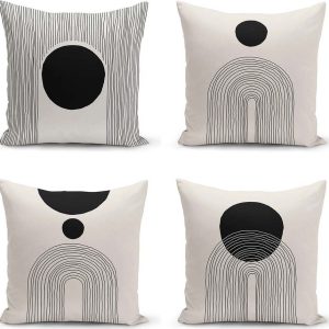 Černo-béžové povlaky na polštáře v sadě 4 ks 43x43 cm - Minimalist Cushion Covers