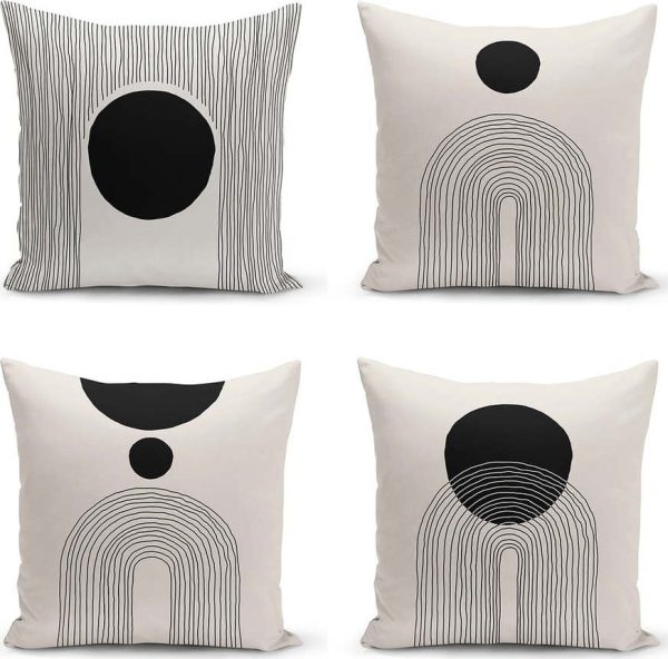 Černo-béžové povlaky na polštáře v sadě 4 ks 43x43 cm - Minimalist Cushion Covers