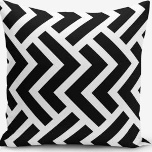 Černo-bílý povlak na polštář s příměsí bavlny Minimalist Cushion Covers Black White Geometric Duro