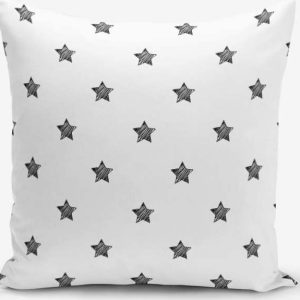 Černo-bílý povlak na polštář s příměsí bavlny Minimalist Cushion Covers White Background Star