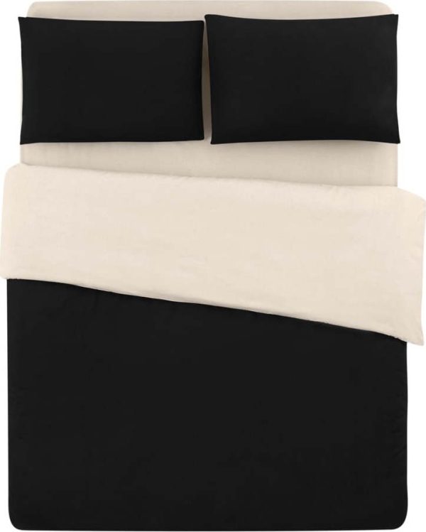 Černo-krémové bavlněné povlečení na dvoulůžko/prodloužené s prostěradlem 200x220 cm – Mila Home