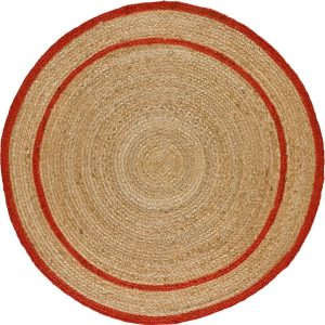 Červeno-přírodní barvě kulatý koberec ø 120 cm Mahon – Universal