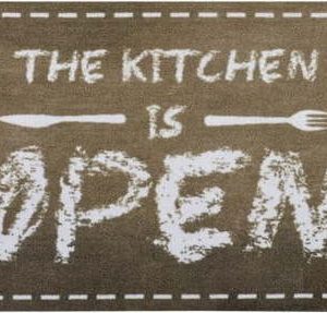 Hnědý běhoun Zala Living The Kitchen is Open