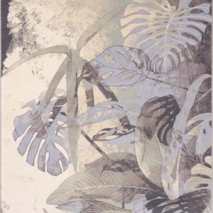 Krémovo-šedý vlněný koberec 133x180 cm Plants – Agnella