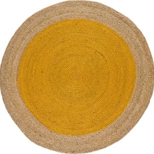 Kulatý koberec v přírodní a horčicové barvě ø 90 cm Mahon – Universal