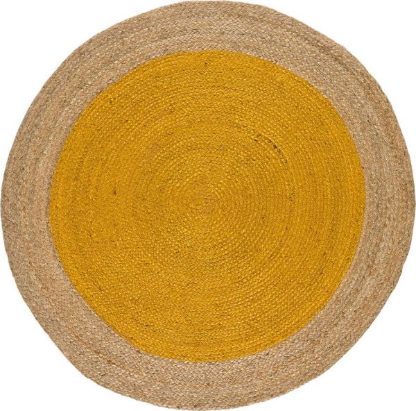 Kulatý koberec v přírodní a horčicové barvě ø 90 cm Mahon – Universal