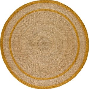 Kulatý koberec v přírodní a horčicové barvě ø 120 cm Mahon – Universal