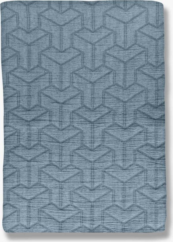 Modrý přehoz z recyklované bavlny na jednolůžko 140x250 cm Trio – Mette Ditmer Denmark