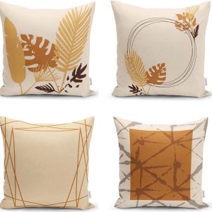 Oranžovo-béžové povlaky na polštáře v sadě 4 ks 43x43 cm - Minimalist Cushion Covers