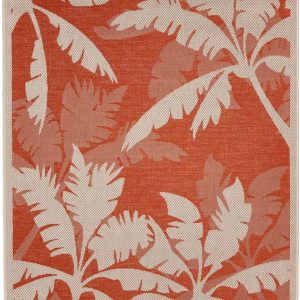 Oranžovo-béžový venkovní koberec Floorita Palms