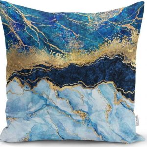 Povlak na polštář Minimalist Cushion Covers Marble With Blue