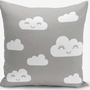Povlak na polštář s příměsí bavlny Minimalist Cushion Covers Grey Background Cloud