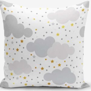 Povlak na polštář s příměsí bavlny Minimalist Cushion Covers Grey Clouds With Points Stars