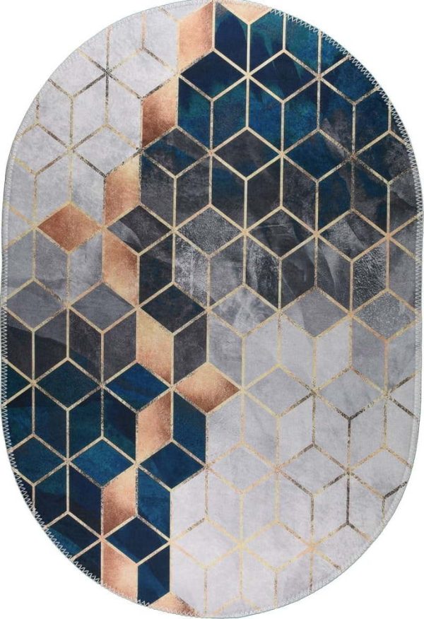 Pratelný koberec v bílo-petrolejové barvě 120x180 cm – Vitaus