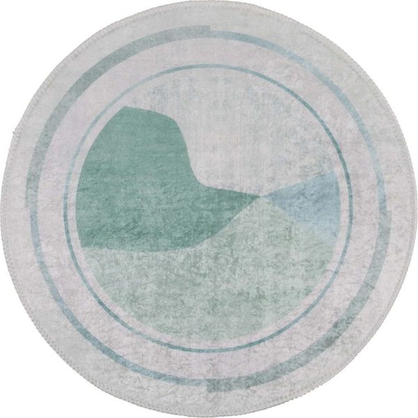 Pratelný kulatý koberec v krémovo-tyrkysové barvě ø 120 cm Yuvarlak – Vitaus