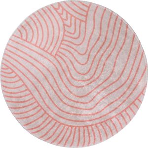 Pratelný kulatý koberec ve světle růžovo-krémové barvě ø 80 cm Yuvarlak – Vitaus